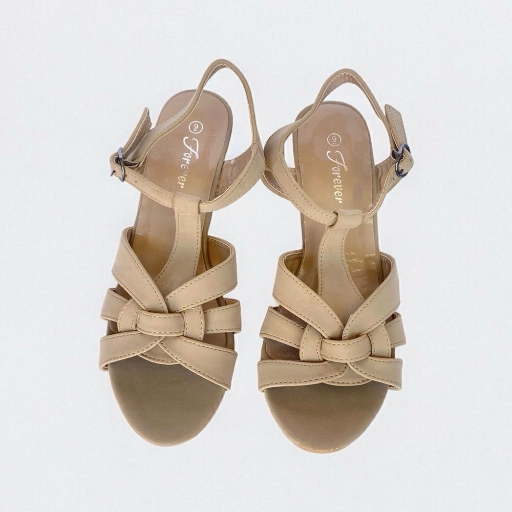 Forever Summer Wedge Heel Sandals for Women Open Toe Ankle Strap Roman